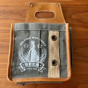NWOT - Canvas/Leather 6 Can/Bottle Caddy-Carrier